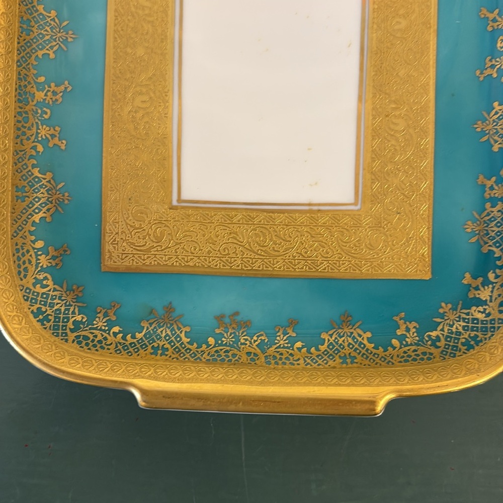 Vintage Porzellan Karlsbader Wertabeit Decorative Gold & Turquoise Tray. - Picture 2 of 7